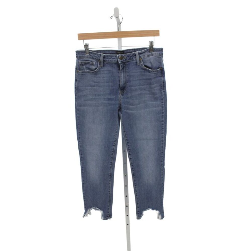 Just Black Womens Cropped Blue Mid Rise Cotton Blend Jeans Size 31